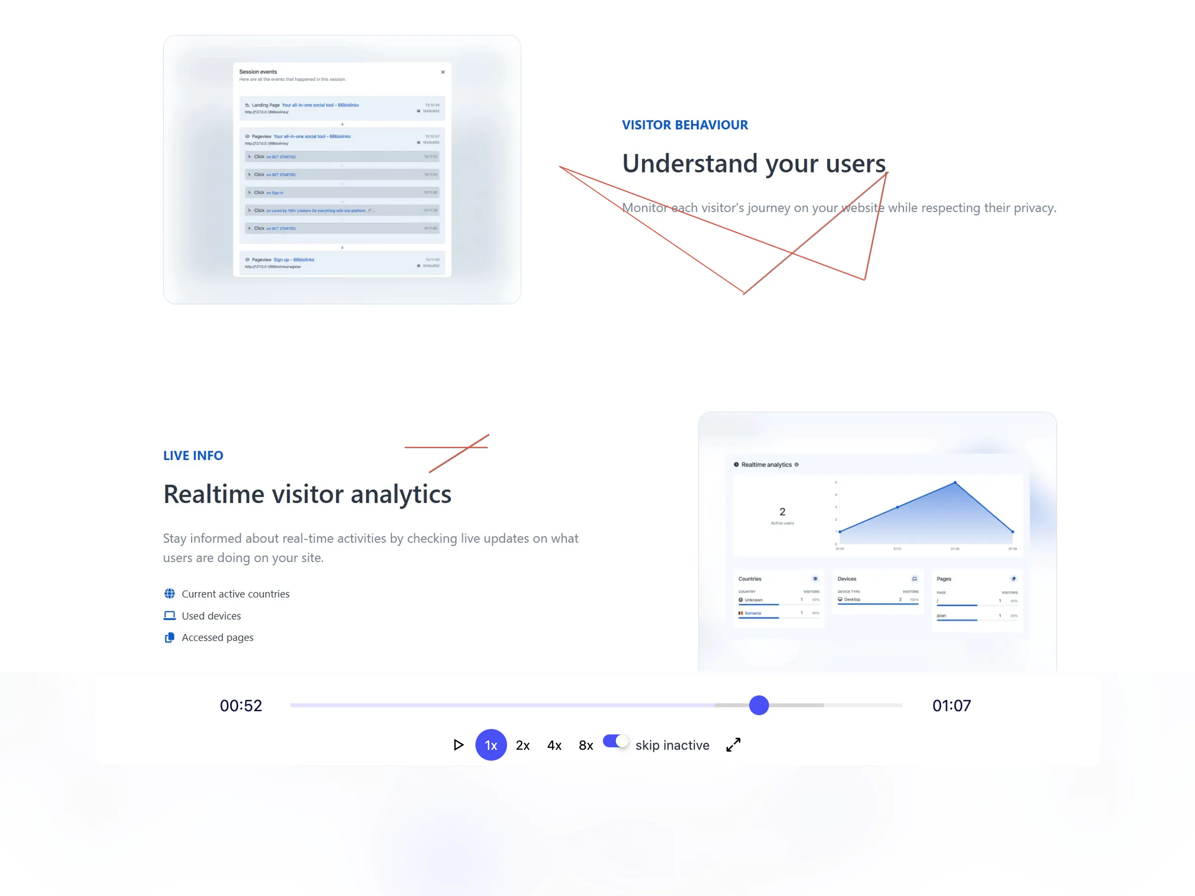 Screenshot of the app session replay page